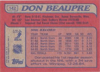 1985-86 Topps #142 Don Beaupre Back