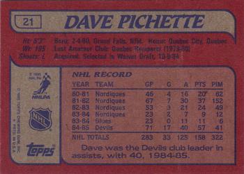 1985-86 Topps #21 Dave Pichette Back