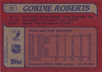 1985-86 Topps #28 Gordie Roberts Back