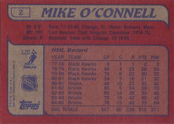 1985-86 Topps #2 Mike O'Connell Back