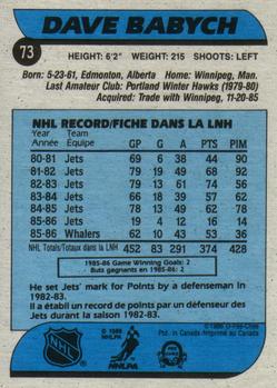 1986-87 O-Pee-Chee #73 Dave Babych Back