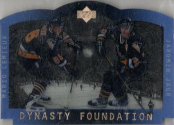 1996-97 Upper Deck Ice - Stanley Cup Foundation Dynasty #S7 Mario Lemieux / Jaromir Jagr Front