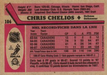 1987-88 O-Pee-Chee #106 Chris Chelios Back