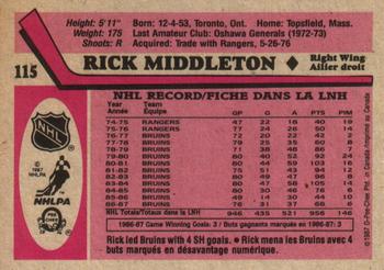 1987-88 O-Pee-Chee #115 Rick Middleton Back