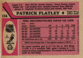 1987-88 O-Pee-Chee #136 Pat Flatley Back