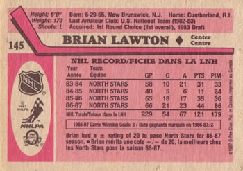 1987-88 O-Pee-Chee #145 Brian Lawton Back