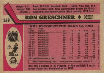 1987-88 O-Pee-Chee #159 Ron Greschner Back