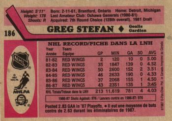1987-88 O-Pee-Chee #186 Greg Stefan Back