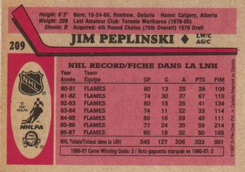 1987-88 O-Pee-Chee #209 Jim Peplinski Back