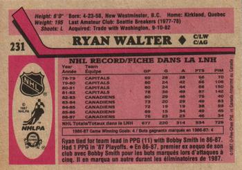 1987-88 O-Pee-Chee #231 Ryan Walter Back