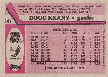 1987-88 Topps #147 Doug Keans Back
