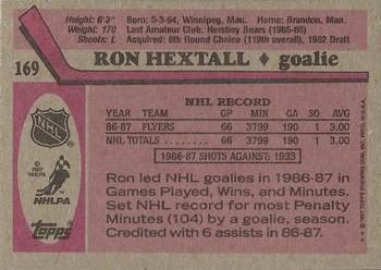1987-88 Topps #169 Ron Hextall Back