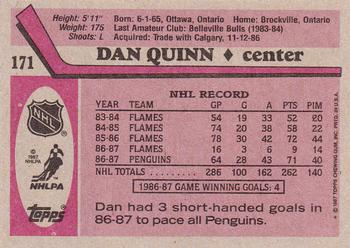1987-88 Topps #171 Dan Quinn Back