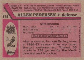 1987-88 Topps #174 Allen Pedersen Back