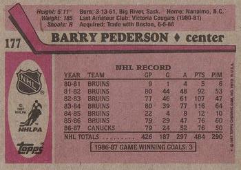 1987-88 Topps #177 Barry Pederson Back