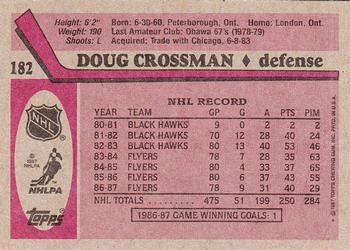 1987-88 Topps #182 Doug Crossman Back
