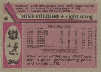 1987-88 Topps #40 Mike Foligno Back
