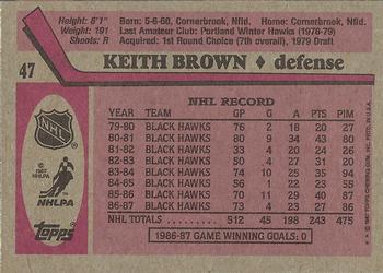 1987-88 Topps #47 Keith Brown Back