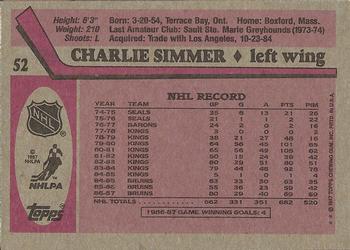 1987-88 Topps #52 Charlie Simmer Back
