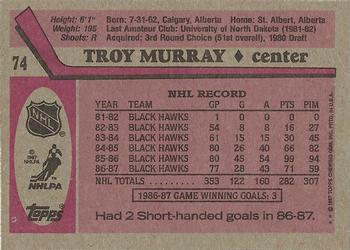 1987-88 Topps #74 Troy Murray Back