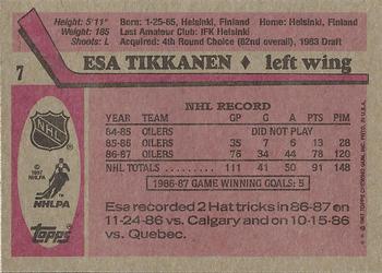 1987-88 Topps #7 Esa Tikkanen Back
