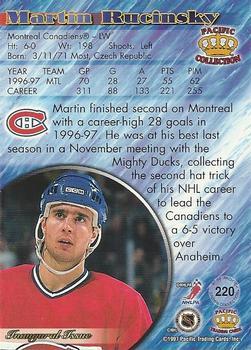 1997-98 Pacific Crown Collection - Ice Blue #220 Martin Rucinsky Back