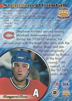 1997-98 Pacific Crown Collection - Red #324 Stephane Quintal Back