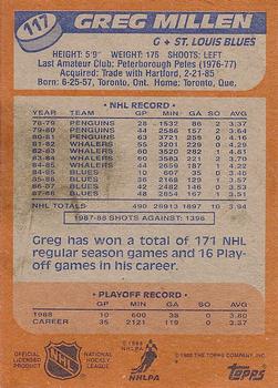 1988-89 Topps #117 Greg Millen Back