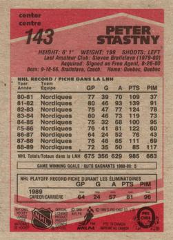 1989-90 O-Pee-Chee #143 Peter Stastny Back