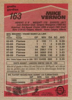 1989-90 O-Pee-Chee #163 Mike Vernon Back