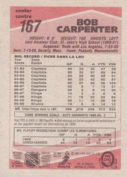 1989-90 O-Pee-Chee #167 Bob Carpenter Back