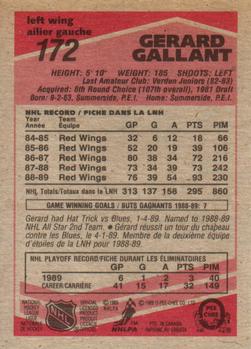 1989-90 O-Pee-Chee #172 Gerard Gallant Back