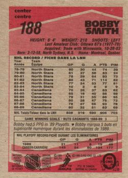 1989-90 O-Pee-Chee #188 Bobby Smith Back