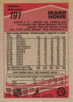 1989-90 O-Pee-Chee #191 Mark Howe Back