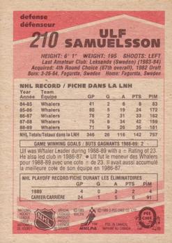 1989-90 O-Pee-Chee #210 Ulf Samuelsson Back