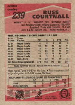 1989-90 O-Pee-Chee #239 Russ Courtnall Back