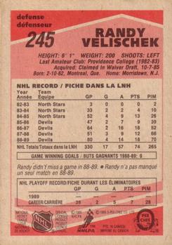 1989-90 O-Pee-Chee #245 Randy Velischek Back