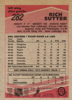 1989-90 O-Pee-Chee #282 Rich Sutter Back