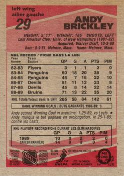 1989-90 O-Pee-Chee #29 Andy Brickley Back