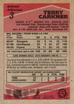 1989-90 O-Pee-Chee #3 Terry Carkner Back