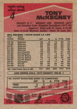 1989-90 O-Pee-Chee #4 Tony McKegney Back
