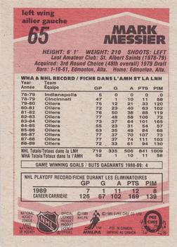 1989-90 O-Pee-Chee #65 Mark Messier Back