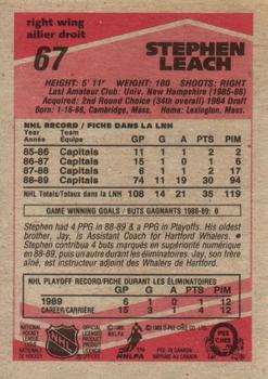 1989-90 O-Pee-Chee #67 Stephen Leach Back