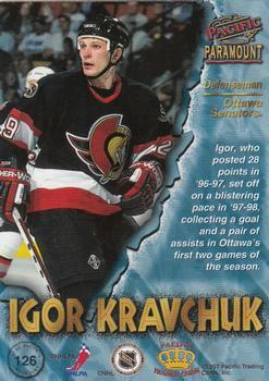 1997-98 Pacific Paramount - Dark Gray #126 Igor Kravchuk Back
