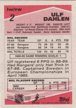 1989-90 Topps #2 Ulf Dahlen Back