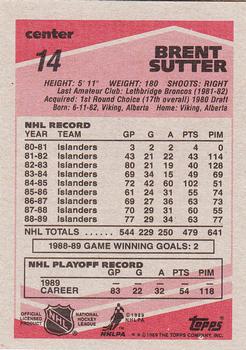 1989-90 Topps #14 Brent Sutter Back