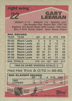 1989-90 Topps #22 Gary Leeman Back