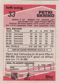 1989-90 Topps #33 Petri Skriko Back