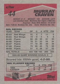 1989-90 Topps #44 Murray Craven Back