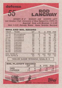 1989-90 Topps #55 Rod Langway Back